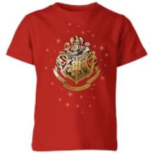 Harry Potter Star Hogwarts Gold Crest Kids T-Shirt - Red - 11-12 Years