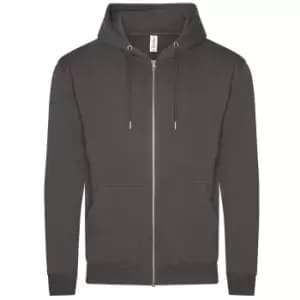 Awdis Mens Organic Full Zip Hoodie (S) (Charcoal)