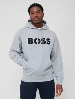 BOSS Sullivan 11 Large Logo Overhead Hoodie, Silver Size M Men