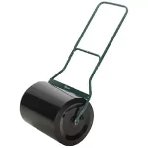 Outsunny 50cm Steel Garden Lawn Roller Push Pull w/ Fillable Cylinder Water Sand Plug Lawn Flatten Seed Sow Rolling Drum w/ Handle