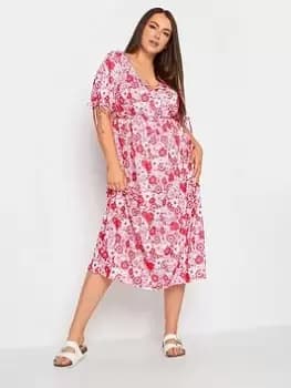 Yours Wrap Dress Pink Floral, Pink, Size 16, Women