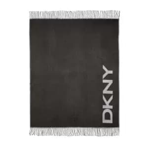 DKNY Logo Woven Throw, Black & Grey