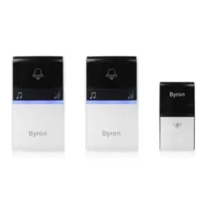Byron 23415UK 100m Twin Plug-in Wireless Kinetic Doorbell set