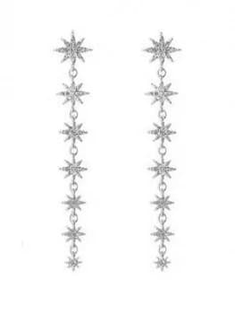 Mood Mood Silver Plated Crystal Star Linear Drop Earrings