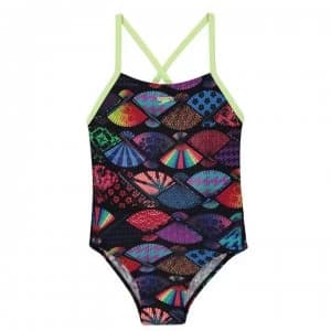 Speedo All Over Print Swimsuit - Black/Zest