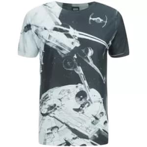 Star Wars Mens Space Battle T-Shirt - Black - L