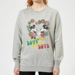 Disney Mickey Mouse Hippie Love Womens Sweatshirt - Grey - L