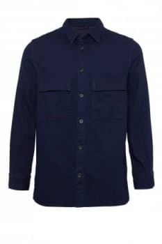 Mens French Connection Double Indigo Chambray Shacket Rinse