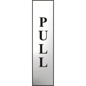 ASEC Pull 200mm x 50mm Chrome Self Adhesive Sign