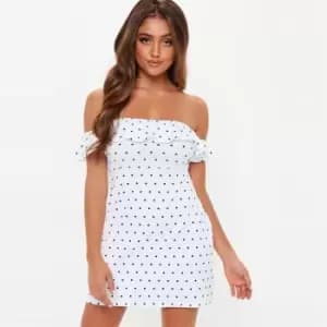 Missguided Bardot Frill Dress - White