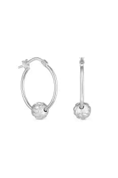 Sterling Silver 925 Disco Ball Charm Hoop Earrings
