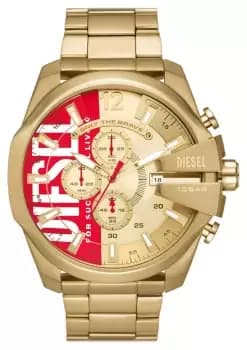 Diesel DZ4642 Mega Chief (51mm) Gold and Red Dial / Gold- Watch