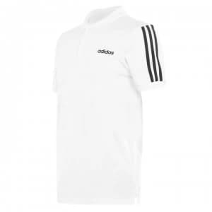 adidas Mens Cotton 3-Stripes Polo Shirt - White/Black