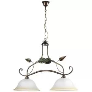 Onli Miranda 2 Light Bar Pendant Ceiling Light, Antique Gold, Glass Shades