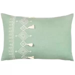 Pritta Tasselled Cushion Eucalyptus, Eucalyptus / 40 x 60cm / Polyester Filled