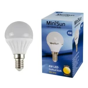Pack of 6 4W SES E14 Warm White LED Golfball Bulbs