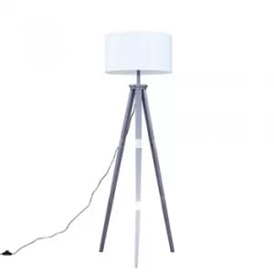 Willow Grey Tripod Floor Lamp with XL White Reni Shade