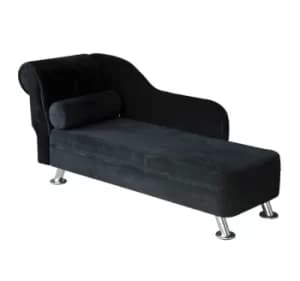 HOMCOM Velvet Chaise Lounge-Black