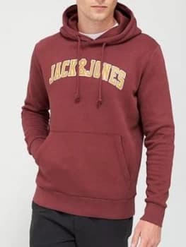 Jack & Jones Large Logo Hoodie - Burgundy