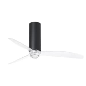 Tube LED Matt Black, Transparent Ceiling Fan with DC Motor, 3000K