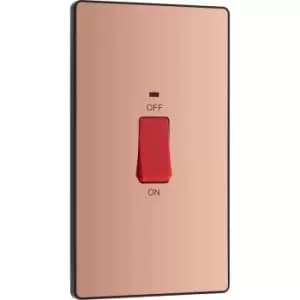 BG Evolve Polished (Black Ins) 45A Rectangular Switch, Double Pole With LED Power Indicator in Copper Steel