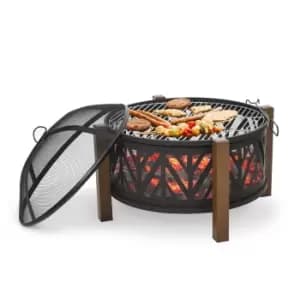 Outsunny 2-in-1 Outdoor Fire Pit Bowl with BBQ Grill Grate 30" Steel Heater with Spark Screen Cover, Fire Poker for Backyard Bonfire Outdoor Cooking