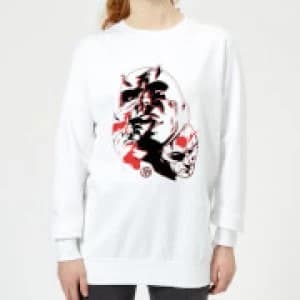 Marvel Knights Daredevil Layered Faces Womens Sweatshirt - White - L