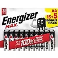 Energizer Alkaline Batteries Max AA LR6 2550 mAh 1.5V Pack of 20