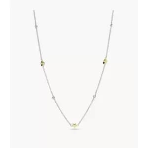 Fossil Womens Elliott Diamonds By The Yard Stars Two-Tone Sterling Silver Station Necklace - Silver