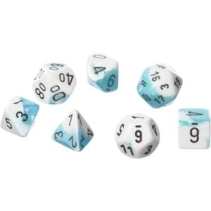 Chessex Gemini Poly 7 Set: White - Teal/Black