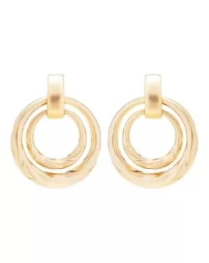 Mood Gold Textured Doorknocker Earring