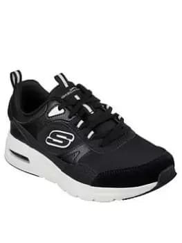 Skechers Skech-air Court Leather Overlay Mesh Lace-up - Black Leather/mesh/white Trim, Black, Size 4, Women