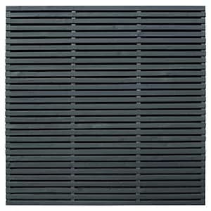 Forest Garden Double Slatted Grey Fence Panel 6 x 6ft 3 Pack