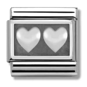 Nomination CLASSIC Silvershine Oxidised Double Heart Charm 330102/02