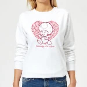 Super Mario Toadally In Love Womens Sweatshirt - White - L