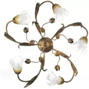 Onli Arianna 5 Light Flower Multi Arm Semi Flush Ceiling Lamp, Bronze