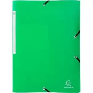 Exacompta PP Opak Elasticated 3 Flap Folder A4, Light Green, 5 Packs of 10
