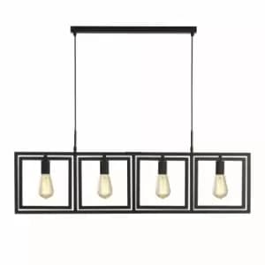 Plaza 4 Light Adjustable Ceiling Pendant, Matt Black