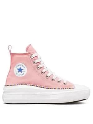 Converse Chuck Taylor All Star Hi Junior Girls Move Friendship Bracelet Platform Trainers -Pink/Multi, Pink/Multi, Size 3