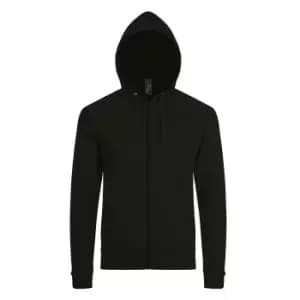 SOLS Mens Stone Zip Up Plain Hoodie (M) (Black)