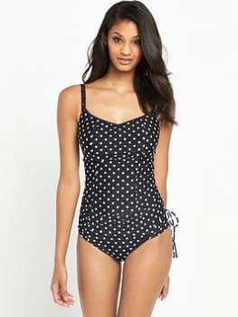 Panache Anya Polka Dot Balconette Tankini Top - Black/White, Size 32E, Women