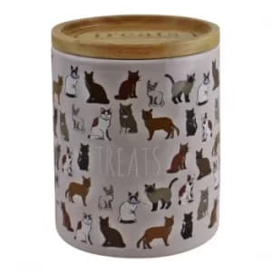 Ceramic Cat Treat Jar with Lid Pet Food