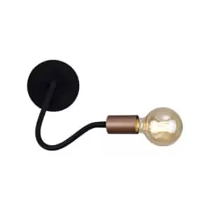 Flexible Wall Lamp, 1 Light E27, Satin Black, Brushed Copper - Luminosa Lighting