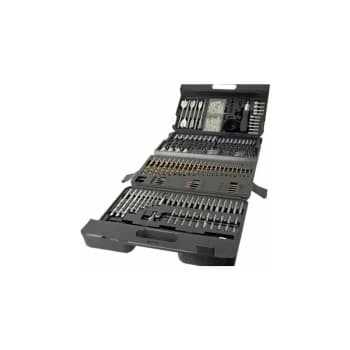 Lumberjack - Drill Bit Set 205 Piece HSS Masonry Metal Wood Flat Pozi Bits & Case