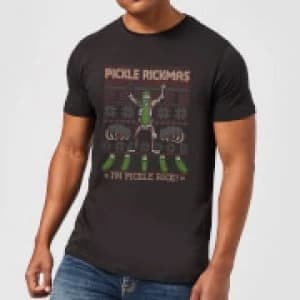 Rick and Morty Pickle Rick Mens Christmas T-Shirt - Black