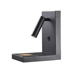 Wall lamp with e-reader Zanzibar Black 20 Cm