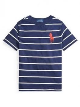 Ralph Lauren Boys Stripe Big Pony Short Sleeve T-Shirt - Navy