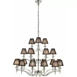 Loops - Avery Ceiling Pendant Chandelier Light 21 Lamp Bright Nickel & Black Pleat Shade