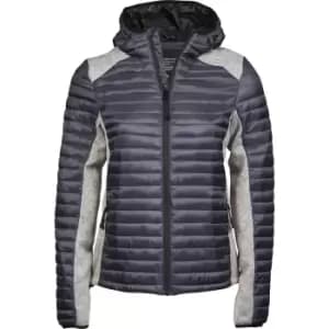 Tee Jays Womens/Ladies Crossover Hooded Padded Outdoor Jacket (L) (Space Grey/Grey Melange)
