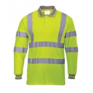 Portwest Mens Hi-Vis Long Sleeve Polo Shirt (L) (Yellow)